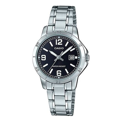 Reloj análogo metálico plateado con negro para hombre
