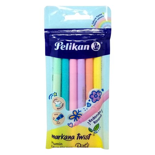 Plumones delgado markana twist 6 pastel
