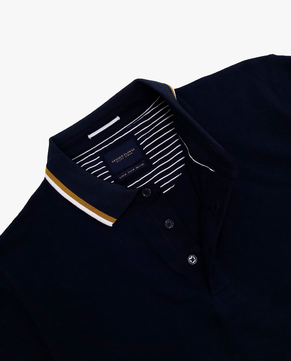 denim and flower polo