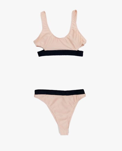 Traje de baño de dos piezas colorblocking