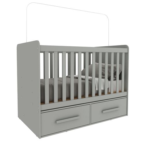 Cuna 3 en 1 color gris premium