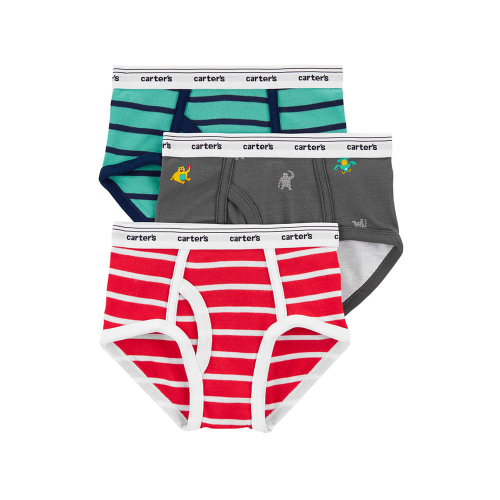 Set de 3 piezas ropa interior multicolor con estampado para niño