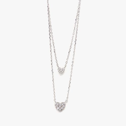 Cadena doble con dije de plata plateado