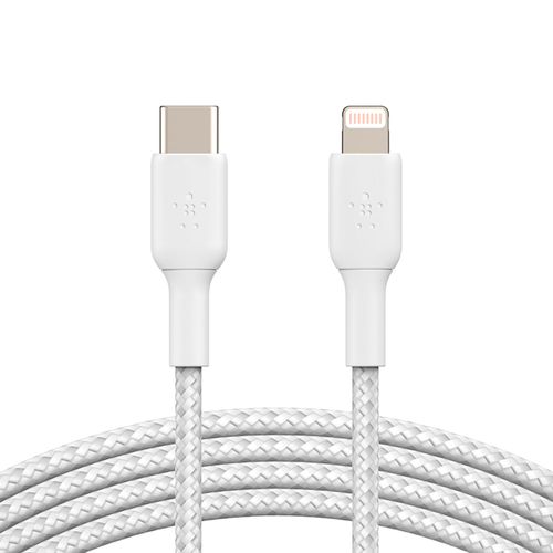 Cable trenzado lightning a usb-c 1mt blanco