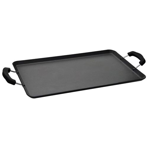 Plancha cuadrada doble grill negra de aluminio hb de 19 pulgadas