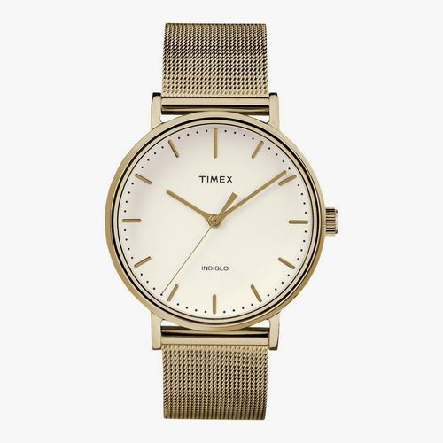 Reloj metálico mujer dorado análogo