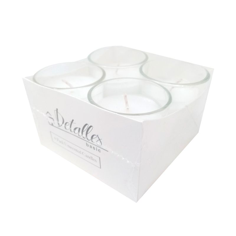 Set 4 velas en tequileros blanco - Siman El Salvador