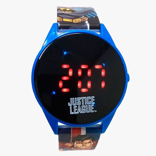 Reloj Playzoom Liga de la Justicia digital de caucho azul para niño