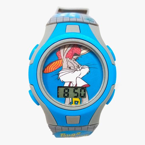 Reloj Playzoom Bugs Bunny digital de caucho gris para niño