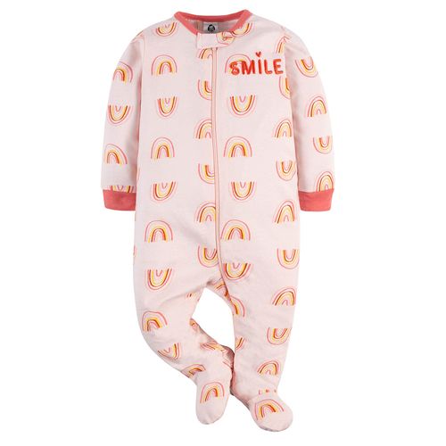 Pijama con piecitos para niña estampado sonrisas