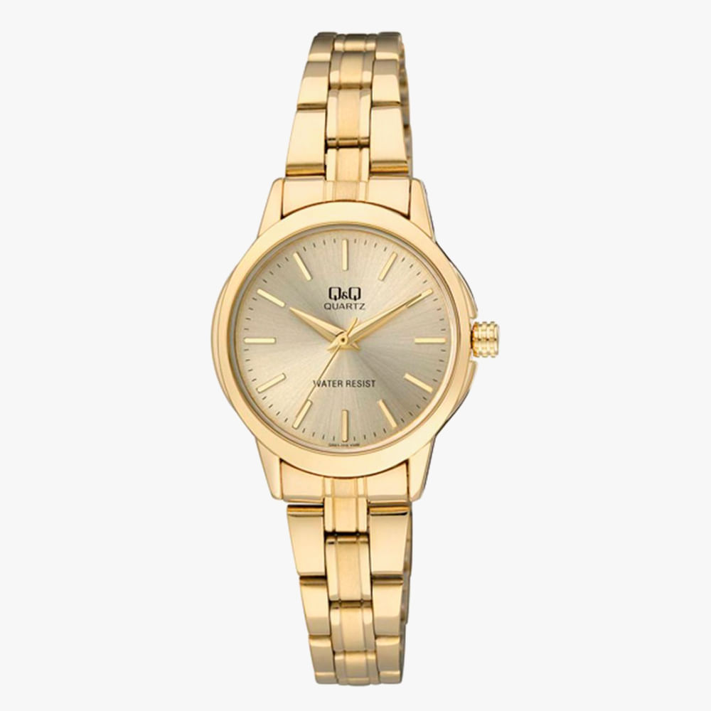 Reloj Q&Q análogo metálico dorado para mujer
