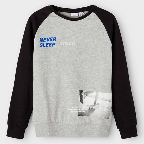 Suéter gris "never sleep" grey melange de niño