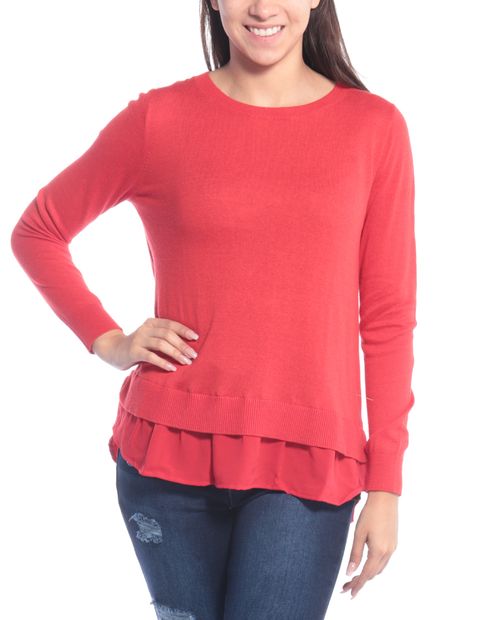Suéter sólido pullover twofer rojo