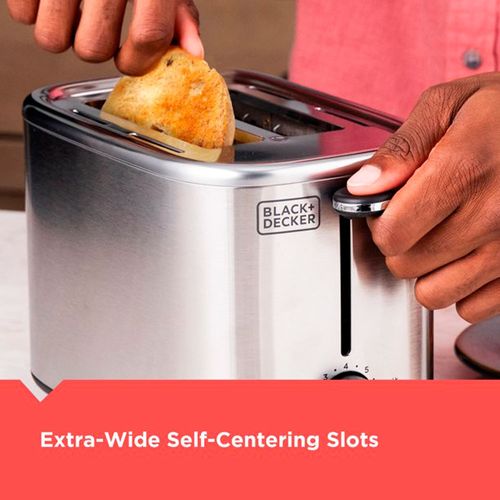 Tostador De Pan 2 Slice Extra Wide Centering Long Slot Retro Stainless  Toaster