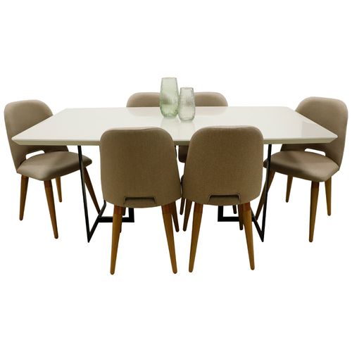Comedor 6 personas rectangular (mesa iron  1.8 + sillas drop)
