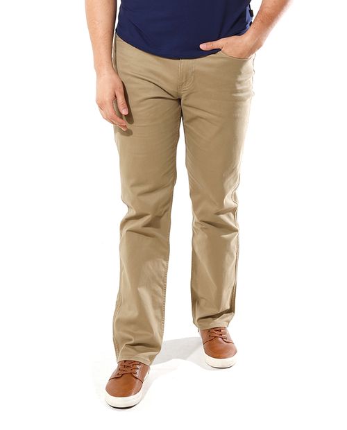 Pantalón straight fit khaki sólido para hombre