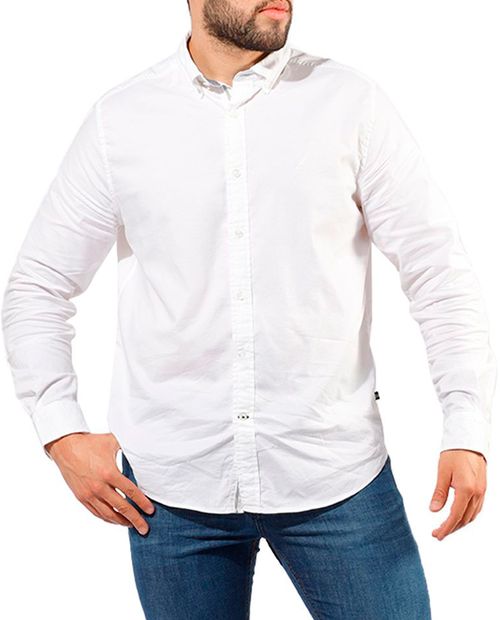 Camisa casual Nautica blanca sólida para hombre