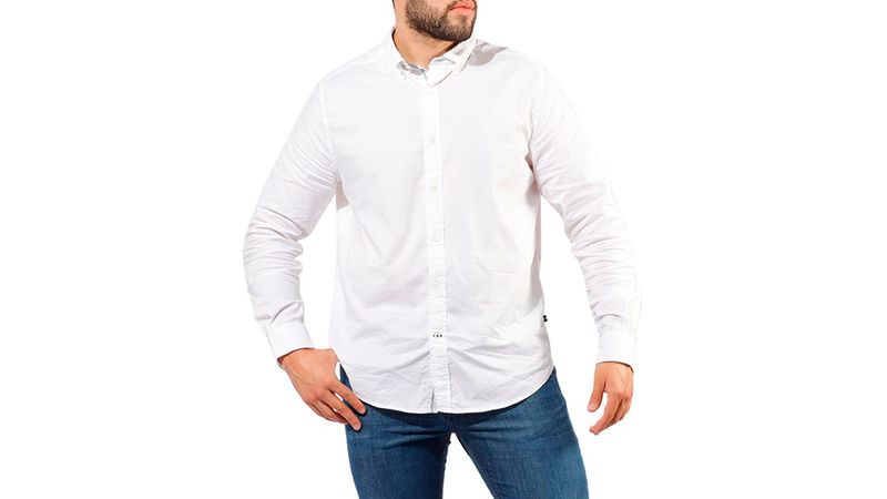 Camisa casual Nautica blanca solida para hombre