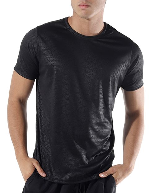 Camiseta athletic negro textura de rayas