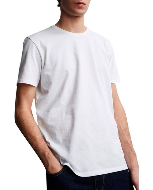 Camiseta básica blanca sólida para hombre