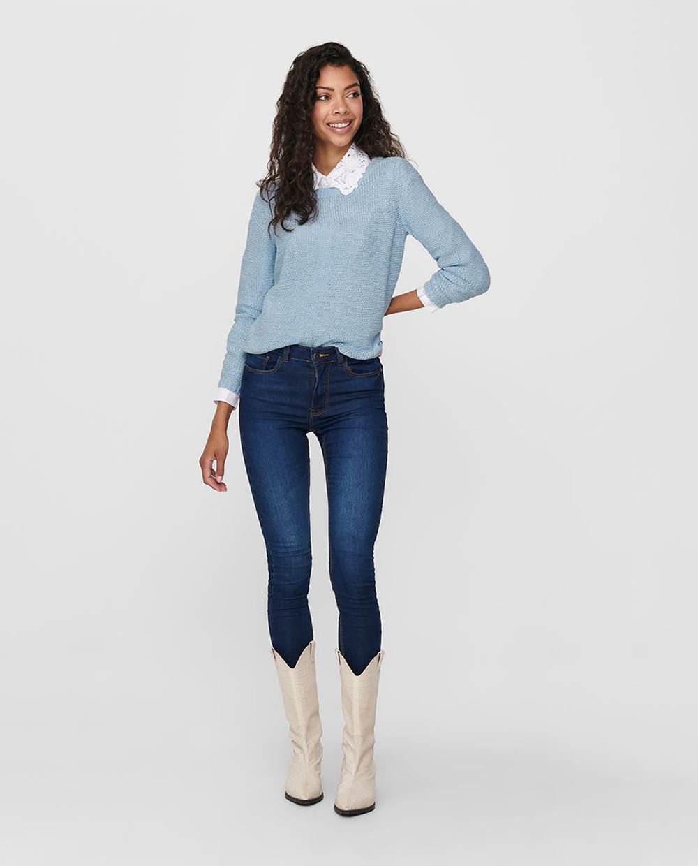 Suéter Only pull over celeste para dama