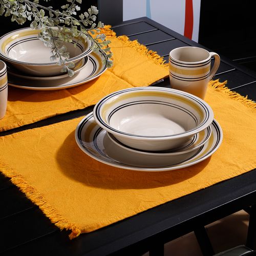 Individual de mesa color mostaza de algodón