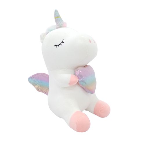 Cojín de unicornio con alas multicolor