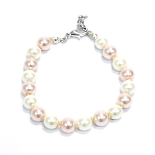 Pulsera de perlas rosa combinada