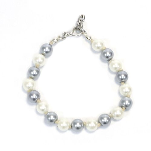 Pulsera de perlas gris combinada