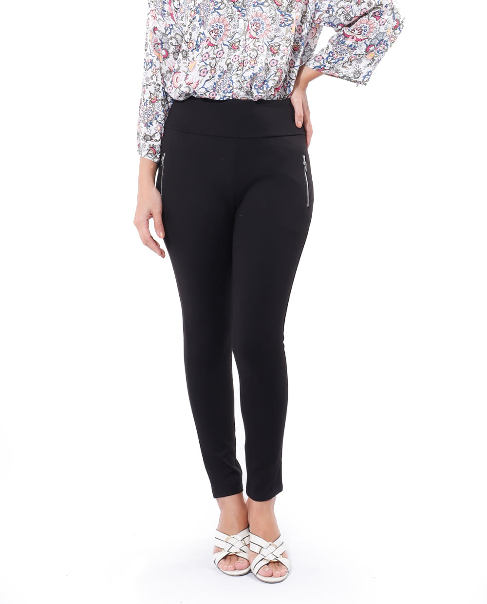 Pantalón Sabrina legging negro de cintura alta para dama