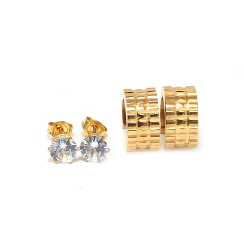 Set de 2 aretes de acero con caja