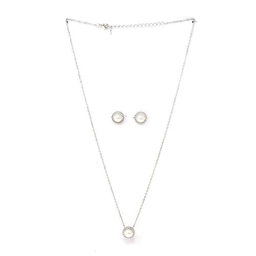 Set de arete cadena y dije de plata