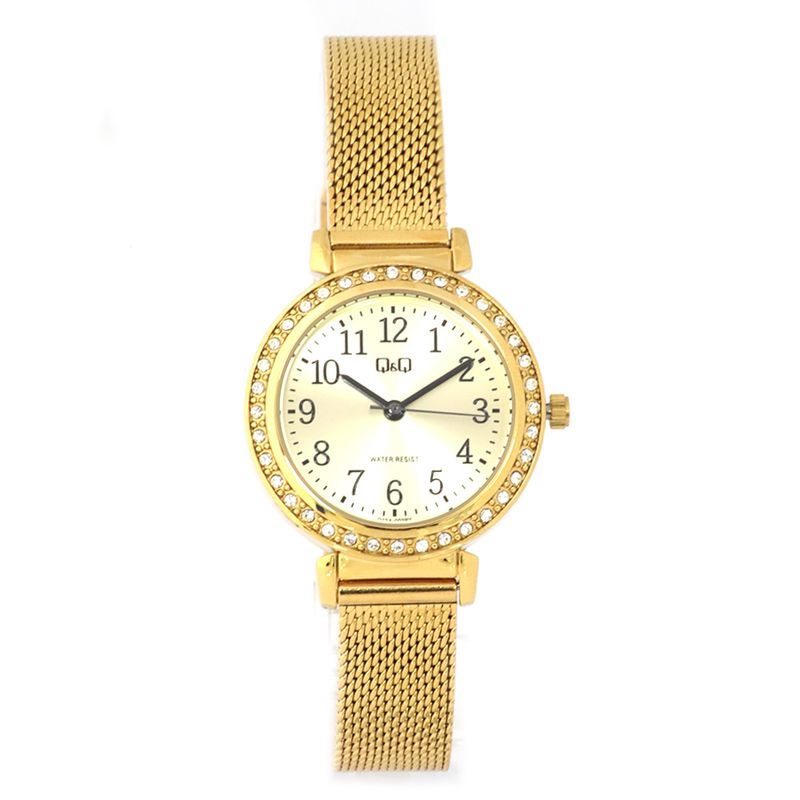 Reloj Q&Q análogo metálico dorado para mujer