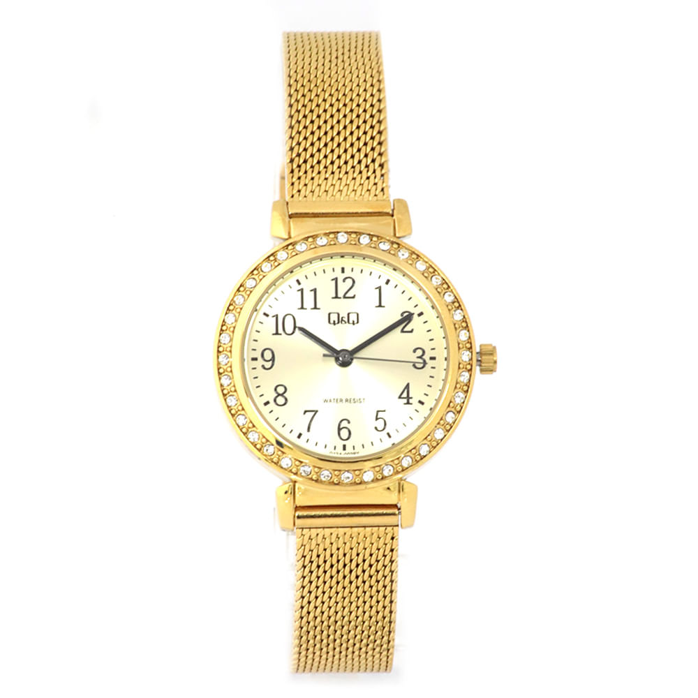Reloj Q&Q análogo metálico dorado para mujer - Siman Nicaragua