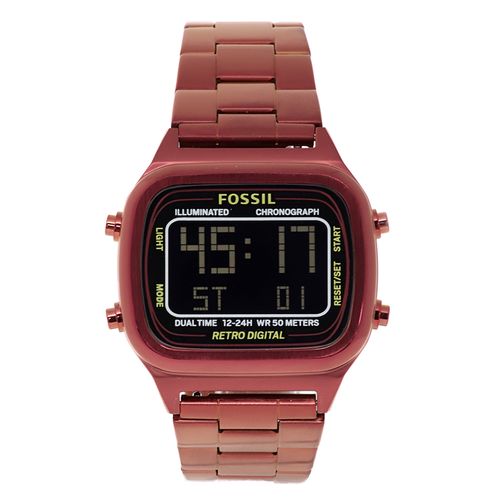 Reloj Fossil digital metálico rojo para caballero