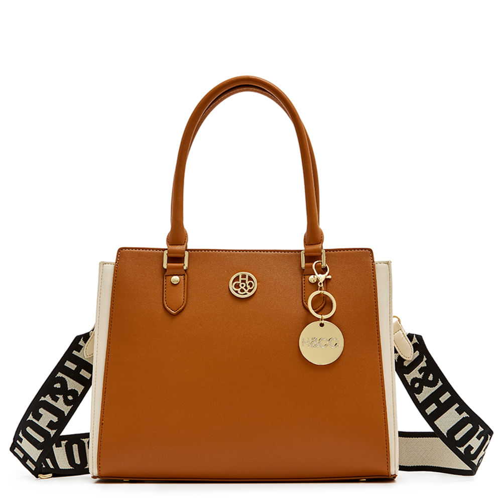 Cartera satchel H&Co color cognac para mujer