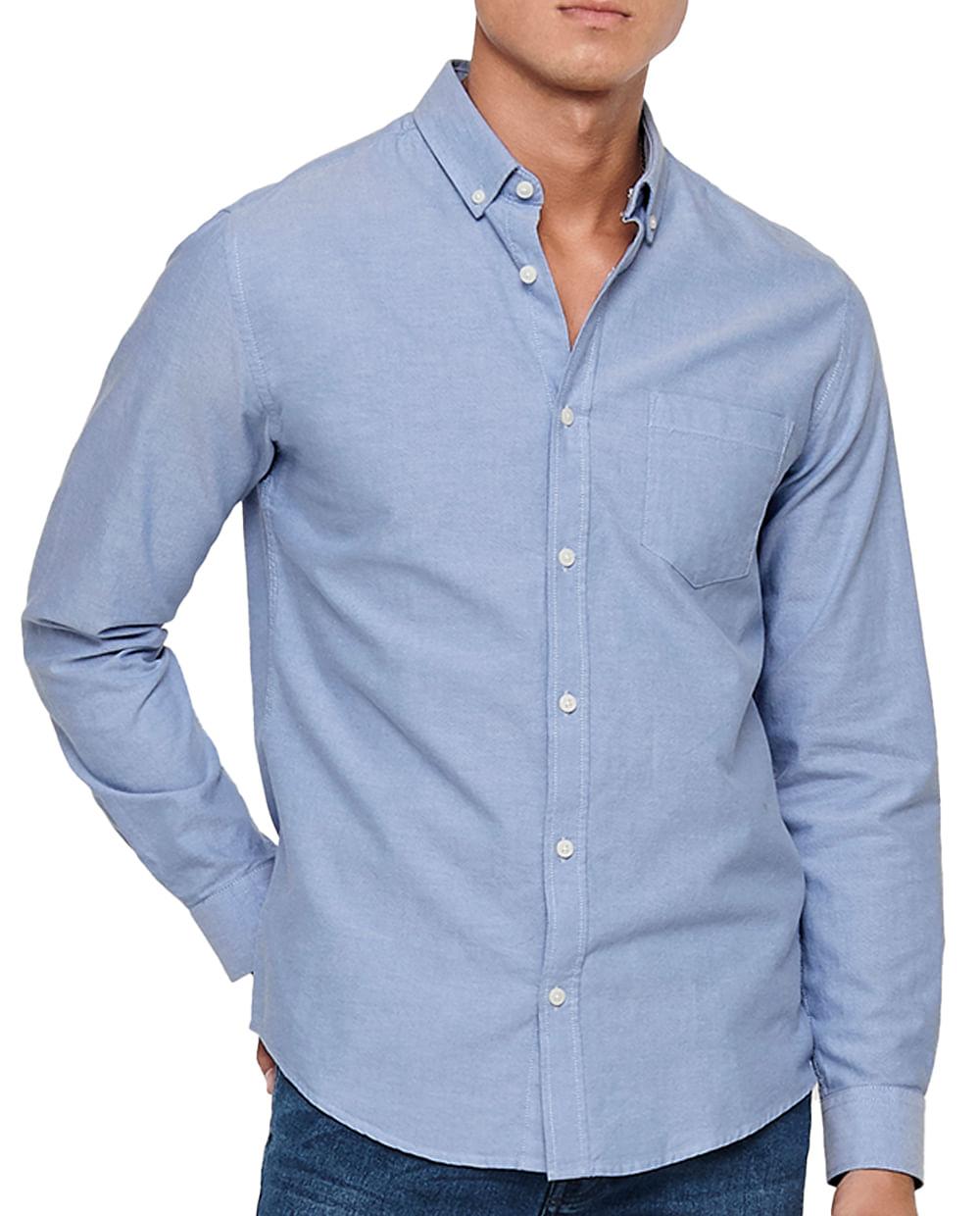 Camisa casual celeste solida para hombre