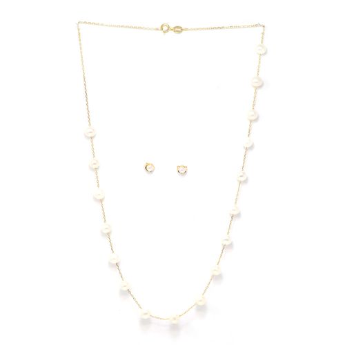 Set de aretes cadena y dije de plata en caja