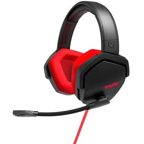 Audífono gaming bajos profundos negro y rojo