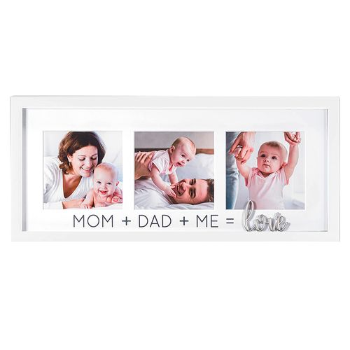 Portaretrato mom + dad + me = love 4x4 de madera