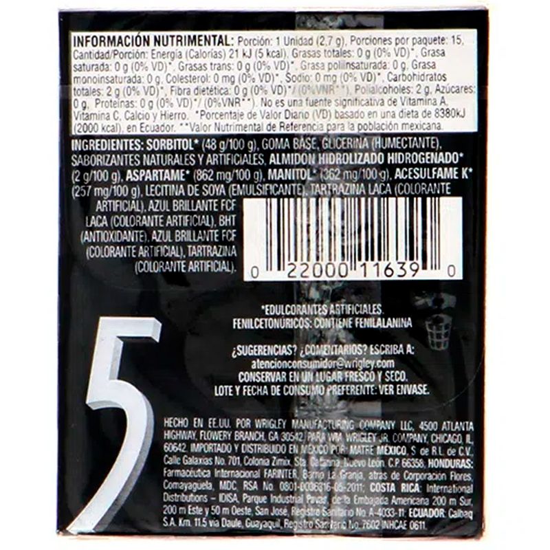 Goma-de-mascar-Five-sabor-Hiebabuena