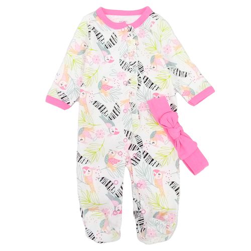 Pijama blanca con estampado para bebé niña