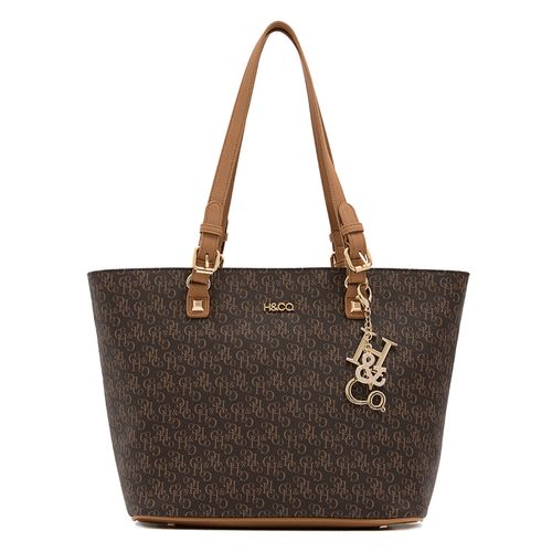 Cartera Tote H&CO color café para mujer