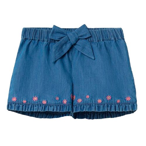 Short azul bordado para niña