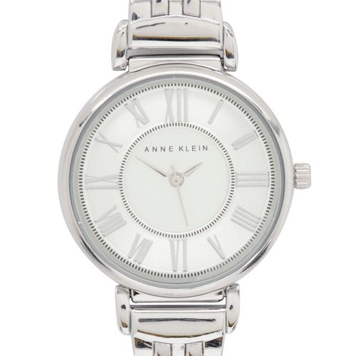 Reloj análogo metálico plateado