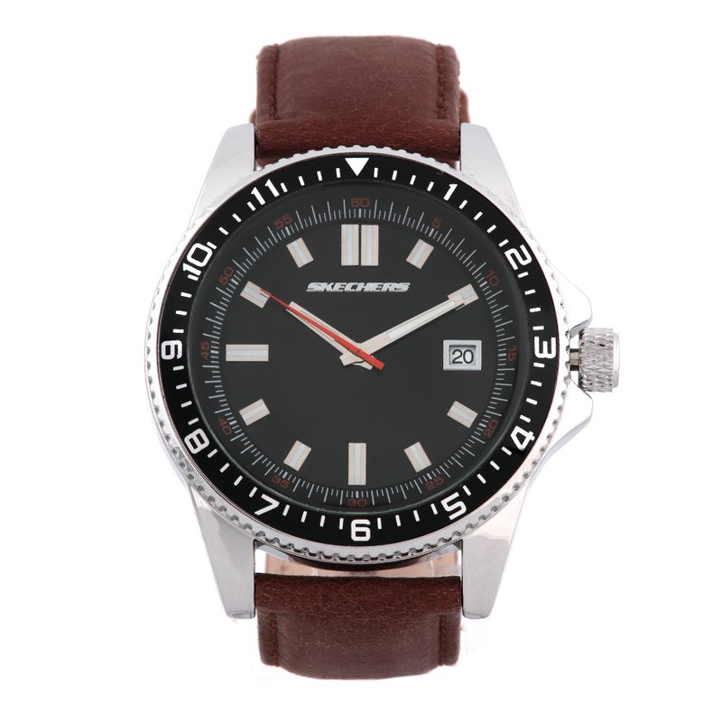 Reloj Skechers análogo de cuero café para hombre