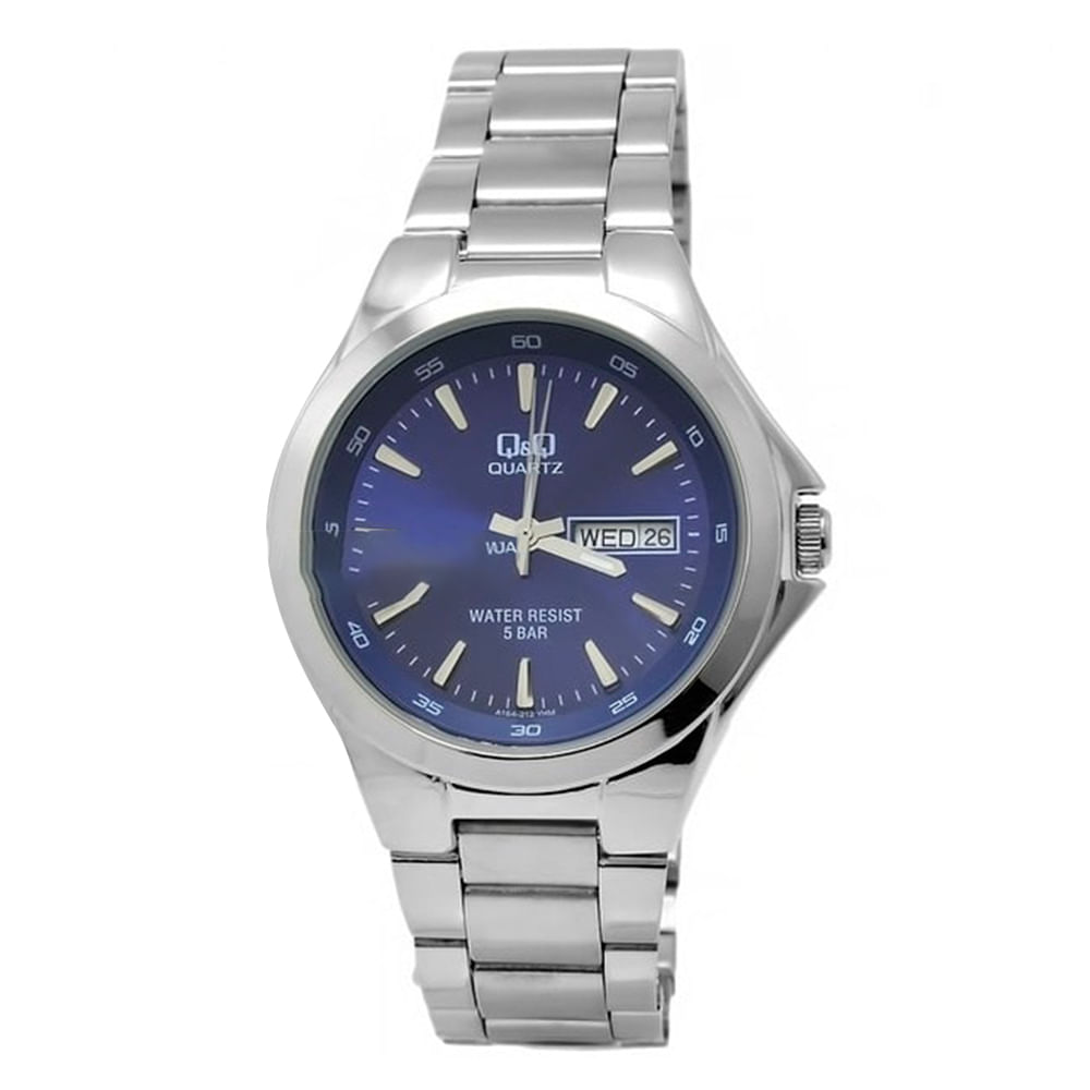 Reloj Q&Q análogo metálico plateado para hombre - Siman Guatemala
