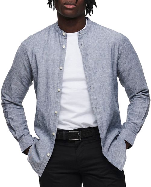 Camisa azul manga larga para hombre