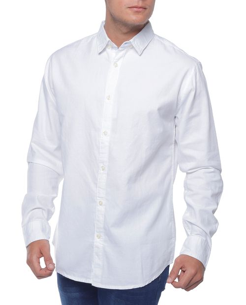 Camisa casual oxford manga larga blanca