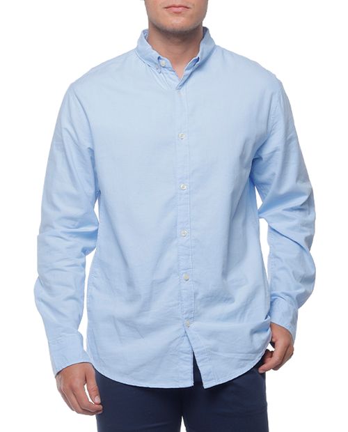 Camisa casual oxford manga larga celeste